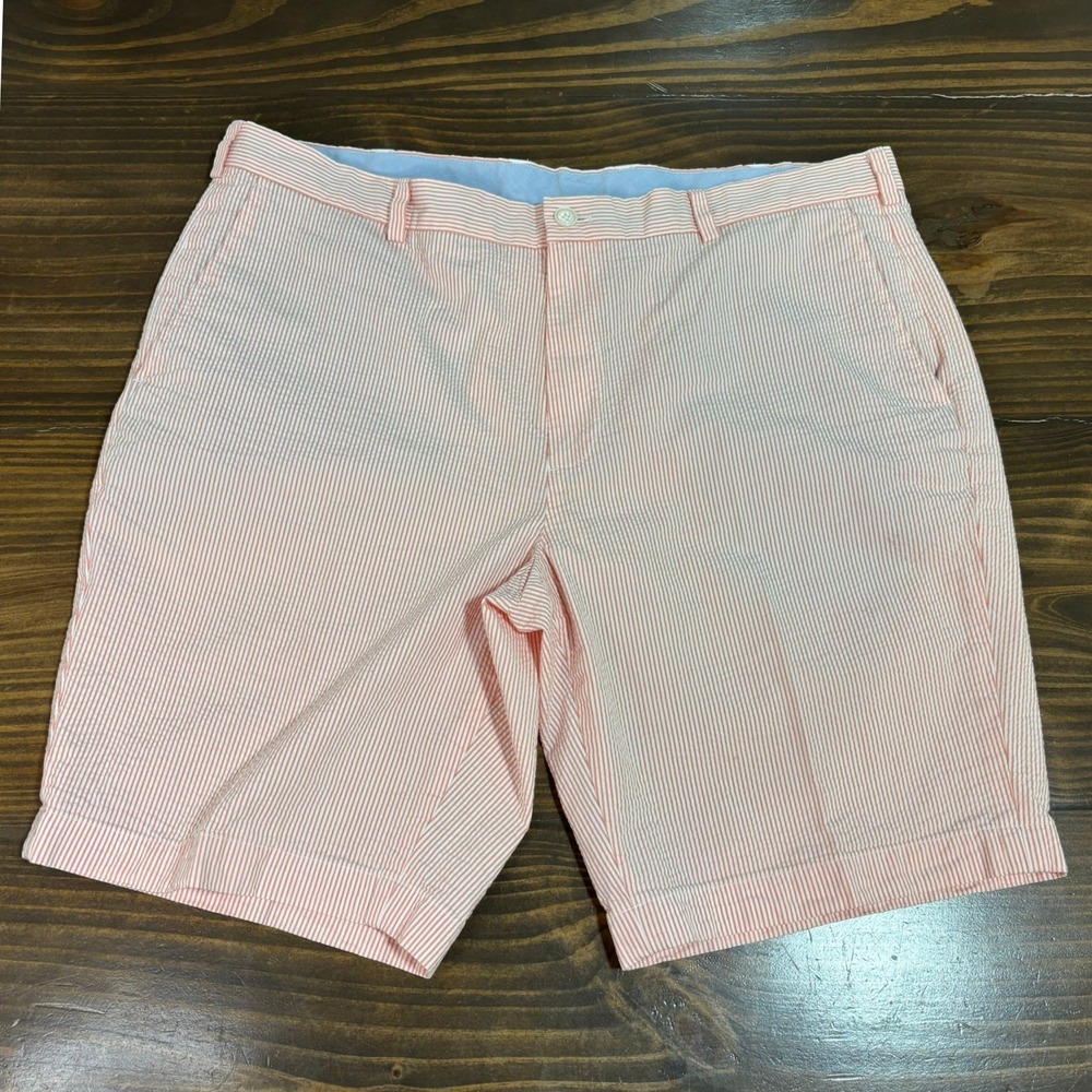 Brooks Brothers 346‎ Mens Pink White Seersucker Striped Shorts Cotton Size 42 - Picture 2 of 12